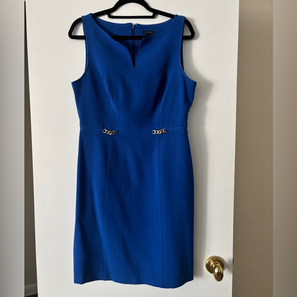 Ann Taylor Blue Ponte Sheath Dress